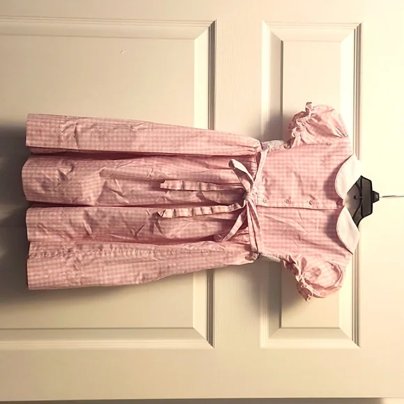 Marmellata Pink Gingham Dress with Bunny And Floral Embroidery Size 6 - Picture 3 of 7